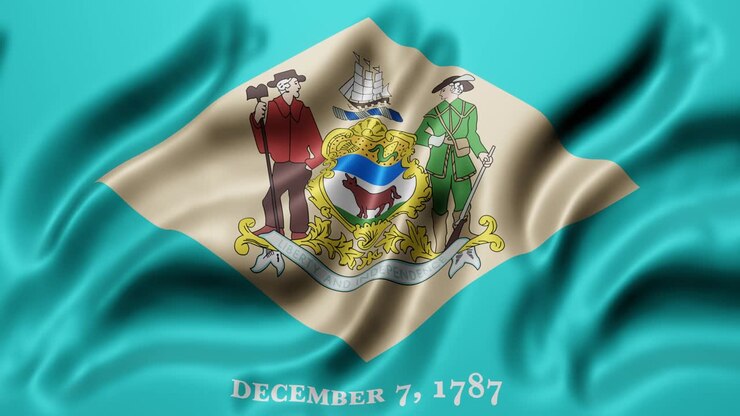 Bandiera dello Stato del Delaware (USA) che sventola