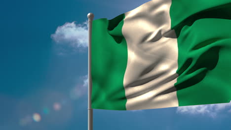 nigeria national flag waving on flagpole