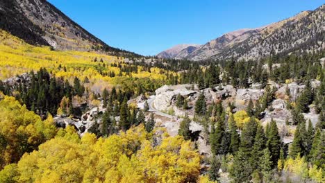 independence pass, vail aspen. aerial drone reveal of fall colors. colorado.