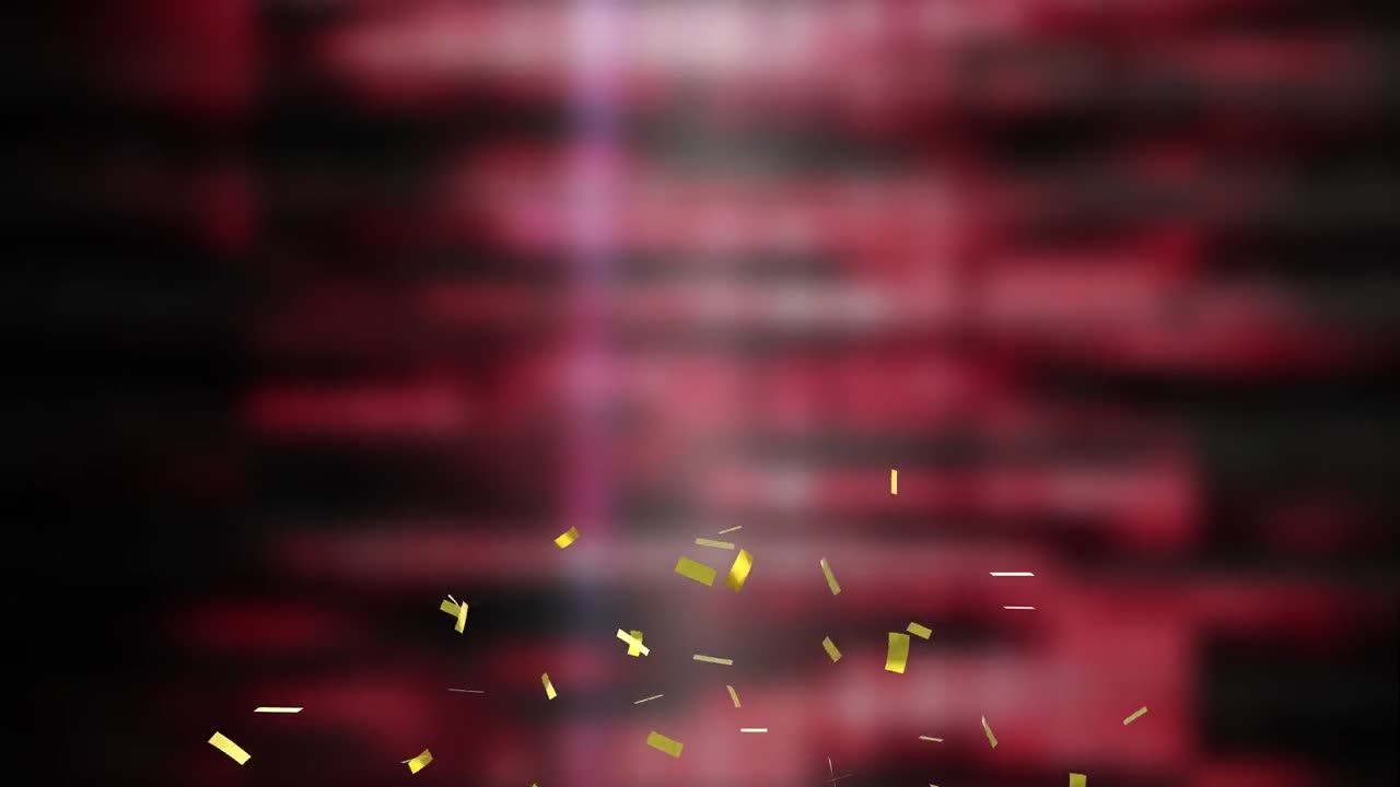 animación de confeti cayendo sobre un fondo rojo.