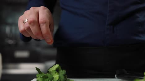 chef preparing coriander