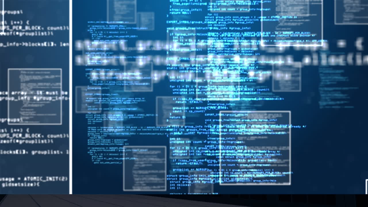 animación del procesamiento de datos en pantallas digitales