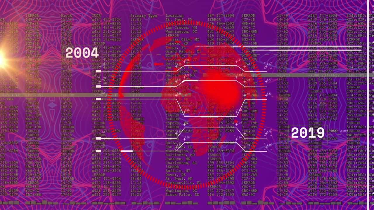 animación del procesamiento de datos en todo el mundo