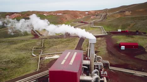 drone aerial over the krafla geothermal power plant in iceland where clean electricity is generated 7