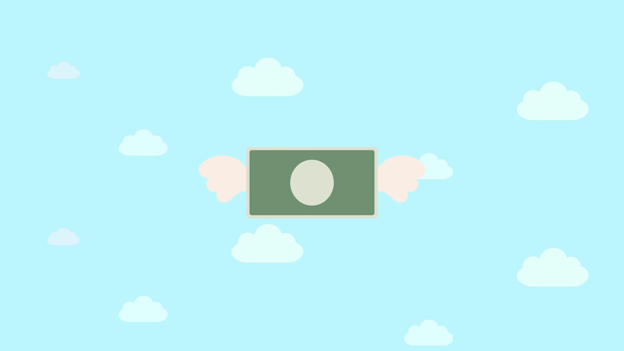 An Animation Of Money With Feathers Flying In The Air
