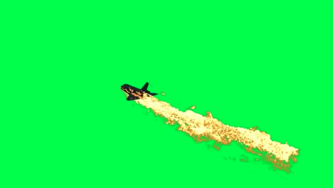 burning airplane on green screen