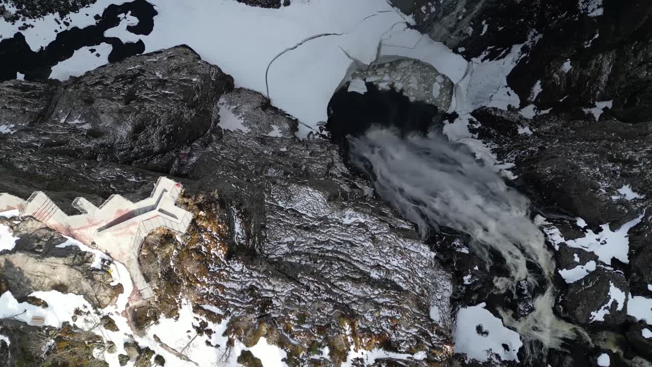 The great Voringfossen waterfall is 182 meters high in Norway.