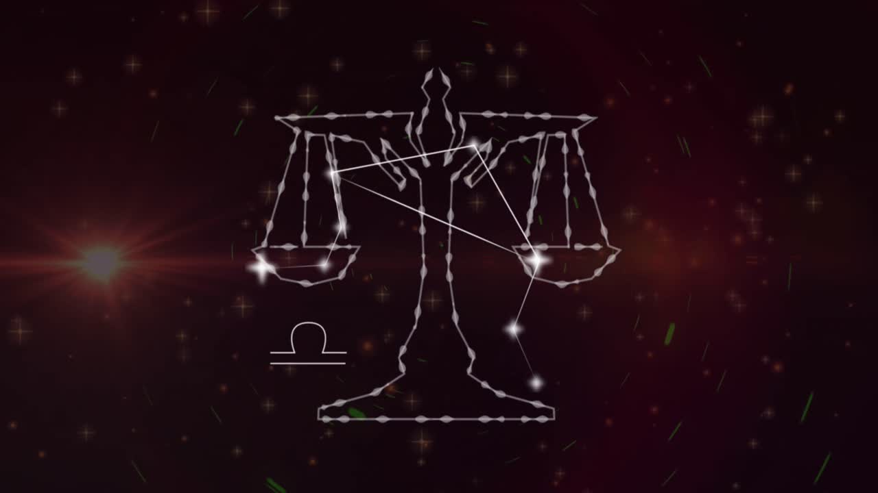 animación del signo de la estrella libra en nubes de humo en el fondo.