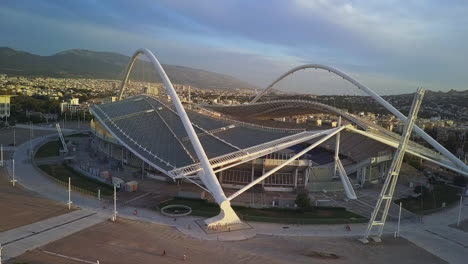 aerial orbiting olympic stadium of athens in the sports complex