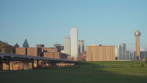 dallas skyline during sunset. - 4k