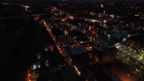 aerial night view of a small town