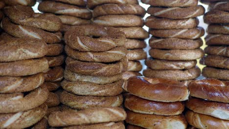 stacks of fresh turkish bread with sesame seeds