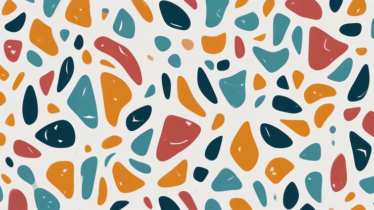Abstract Terrazzo Pattern with Moving Colorful Shapes