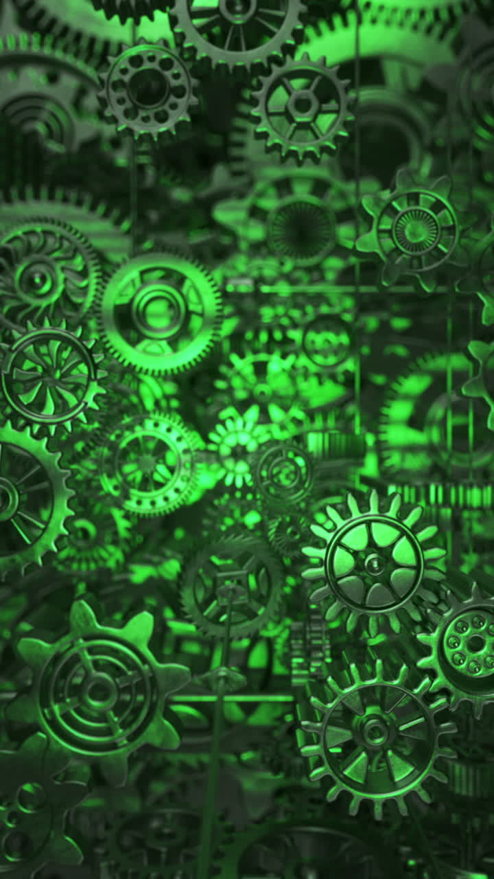 Green Glowing Gears Mechanism