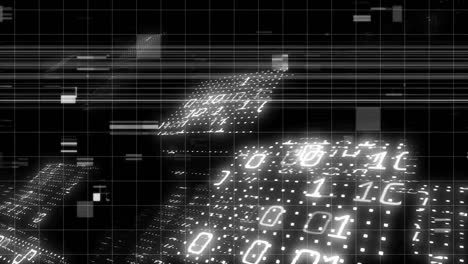 animación del procesamiento de datos sobre un fondo negro