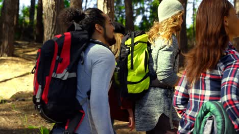 grupo de amigos acampando en el bosque 4k