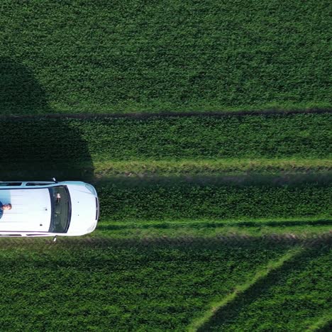 man with guitar on car. top down view of man playing guitar on car