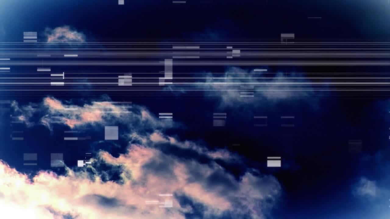 nube oscura con un cuadrado virtual chisporroteando