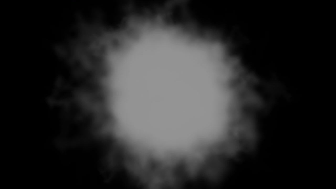 Nuvola di fumo grigio astratta che fluttua su sfondo nero