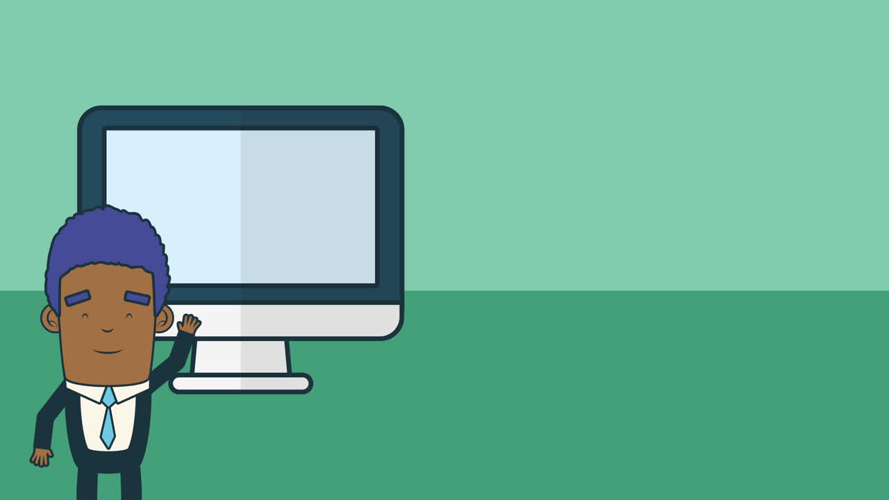 아프로 사업가 데스크을 가진 노동자