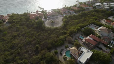 aerial orbit over the vacation houses in the caribbean