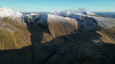 scotland mountains aerial winter in mamores pan