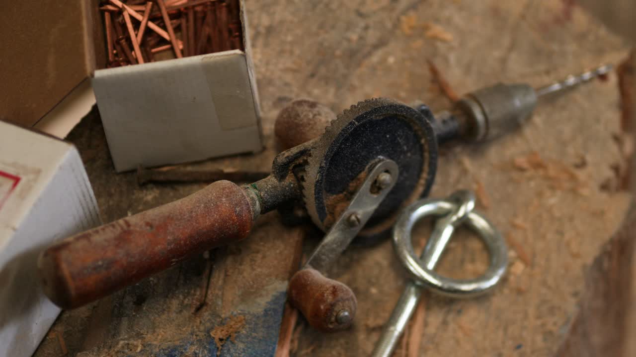 Vintage Hand Drill traditional Wood and Metal Tool