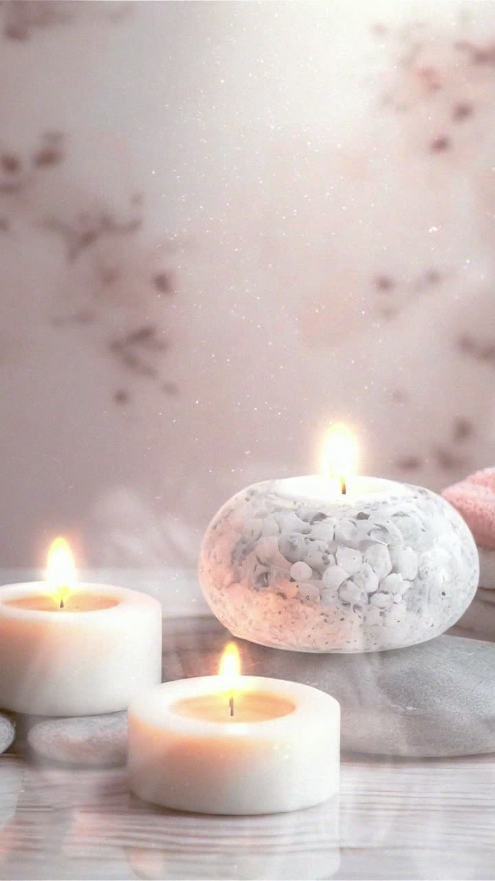 Rahatlatıcı Bir Spa Ortamında Mumların Sıcak Parıltısı
