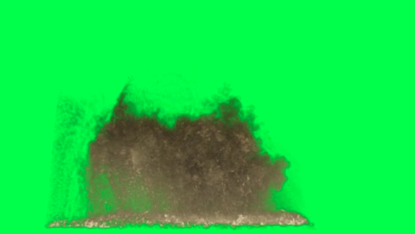 explosion of dirt and dust on green screen