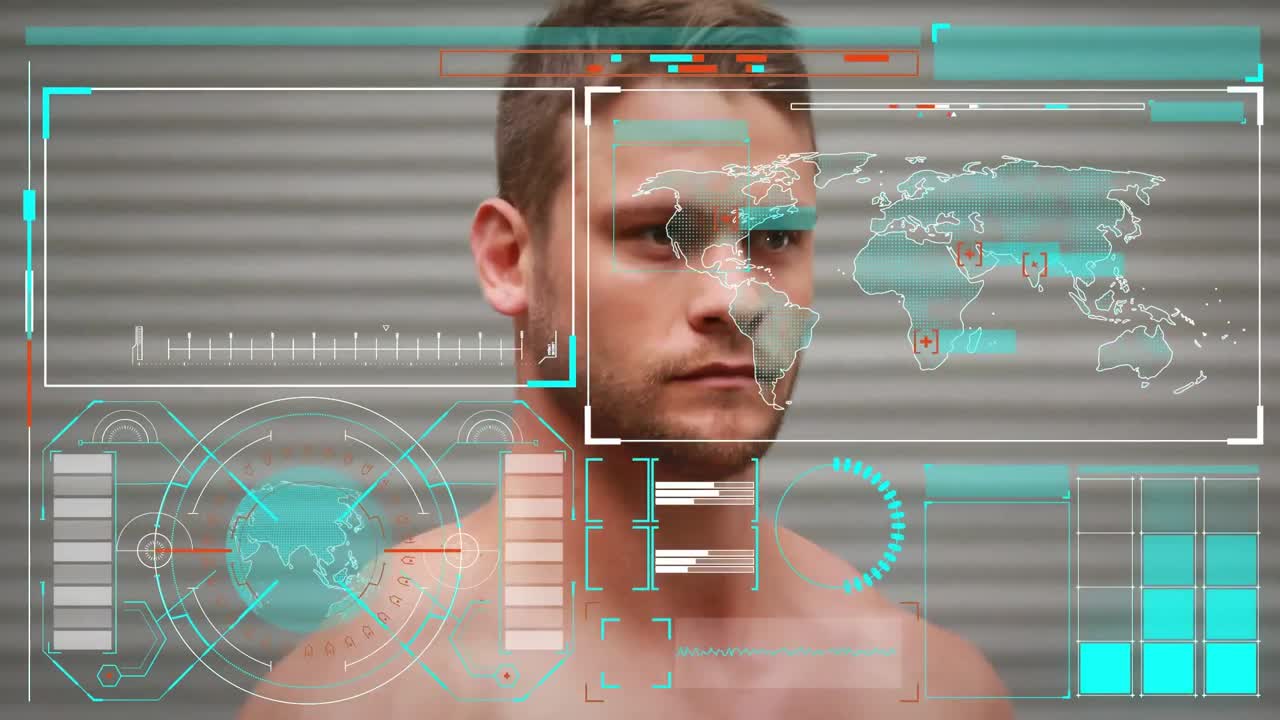 animación de la interfaz digital sobre el ejercicio del hombre fuerte