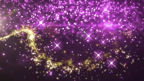 animación de puntos de luz y estrellas sobre fondo negro