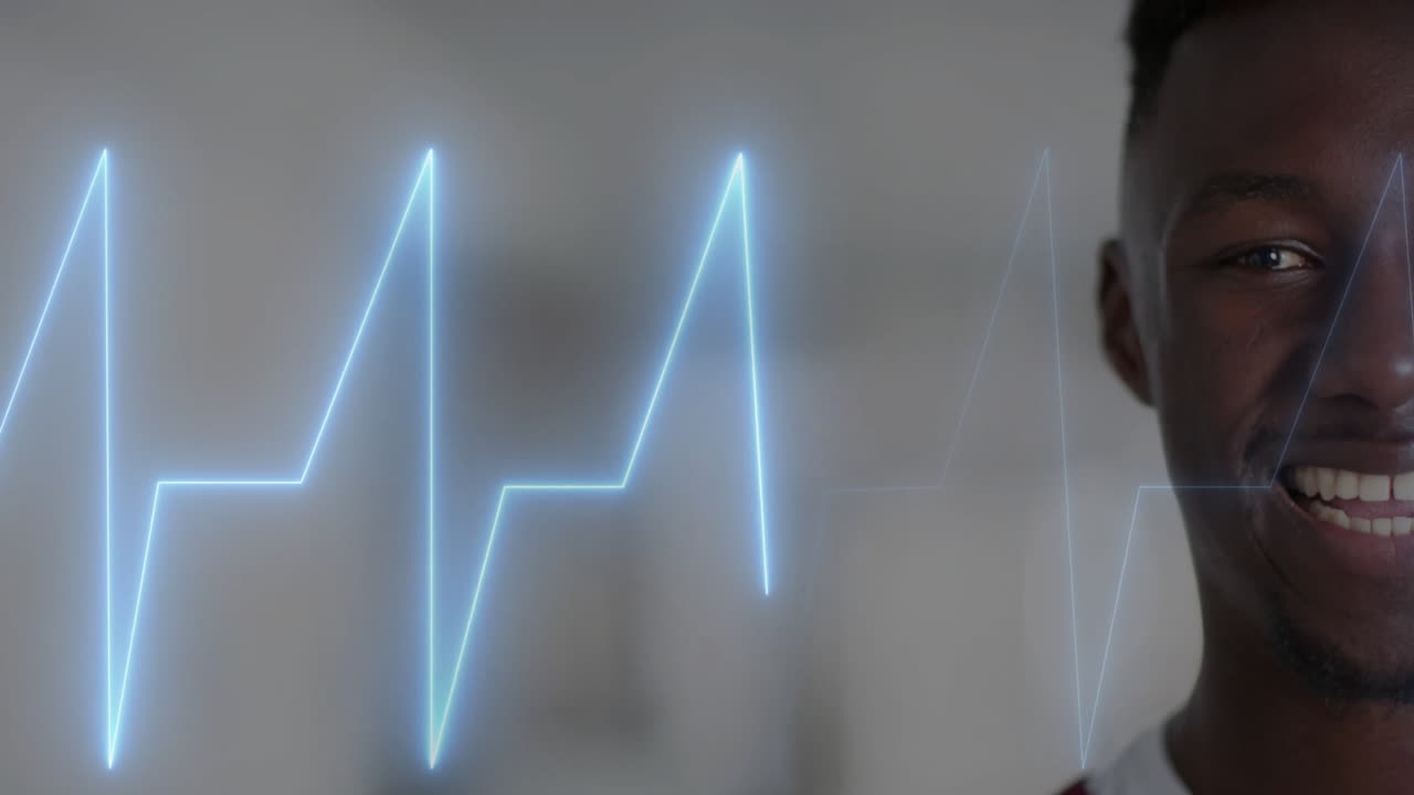 animación de procesamiento de datos sobre médico afroamericano en el hospital