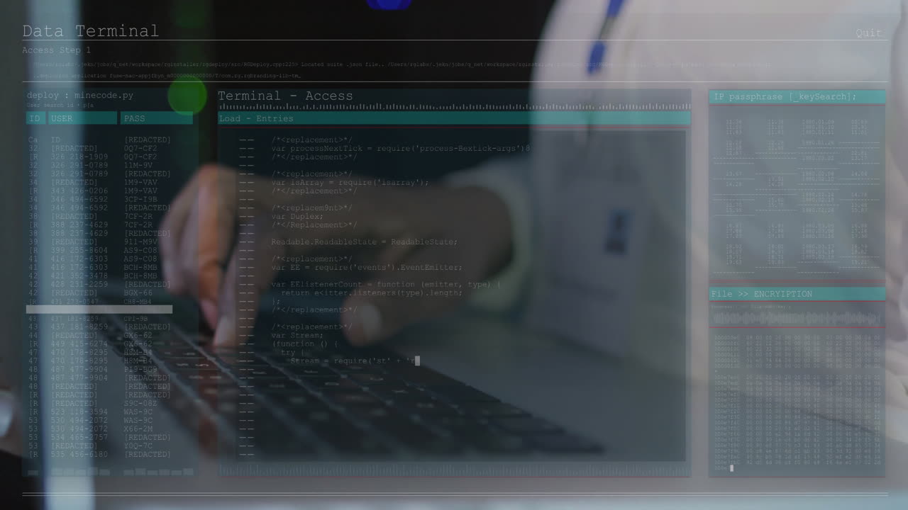 animación del procesamiento de datos sobre un hombre afroamericano usando una computadora portátil