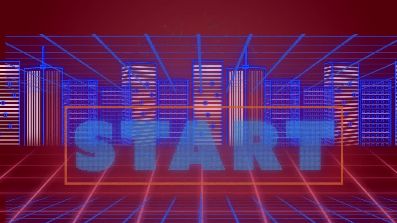 빨간색 공간에서 콘투르 도시를 시작하는 애니메이션