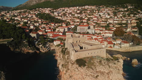 aerial view of dubrovnik old town and fortress