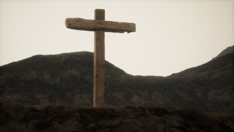 wooden crucifix cross at mountain