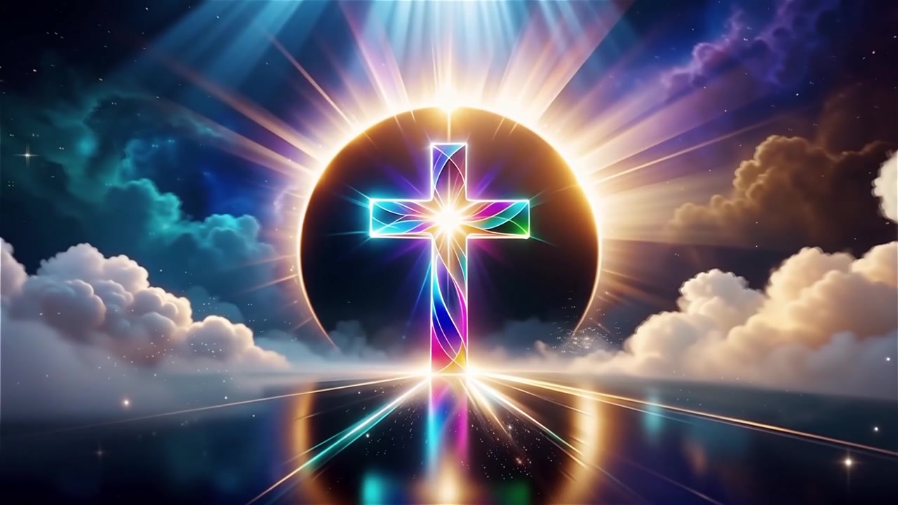 Christian Cross Heavenly Light Worship Background