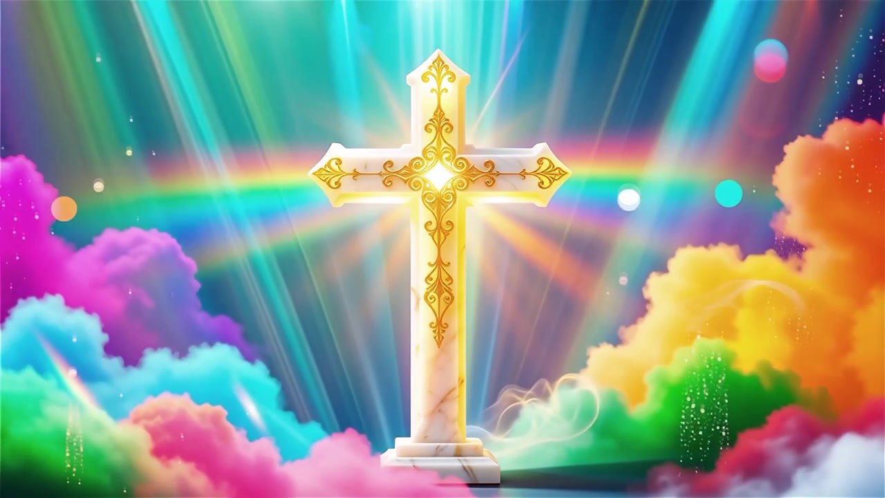 Christelijk Kruis Hemels Licht Aanbiddingsachtergrond.
