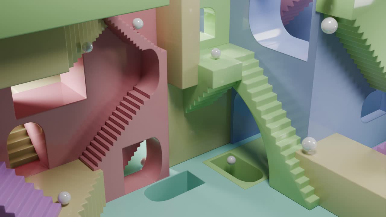 arquitectura geométrica abstractamente colorida