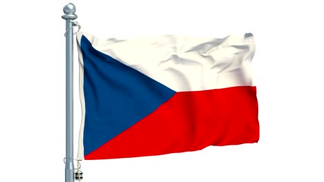 czech republic flag waving on white background, animation. 3d rendering