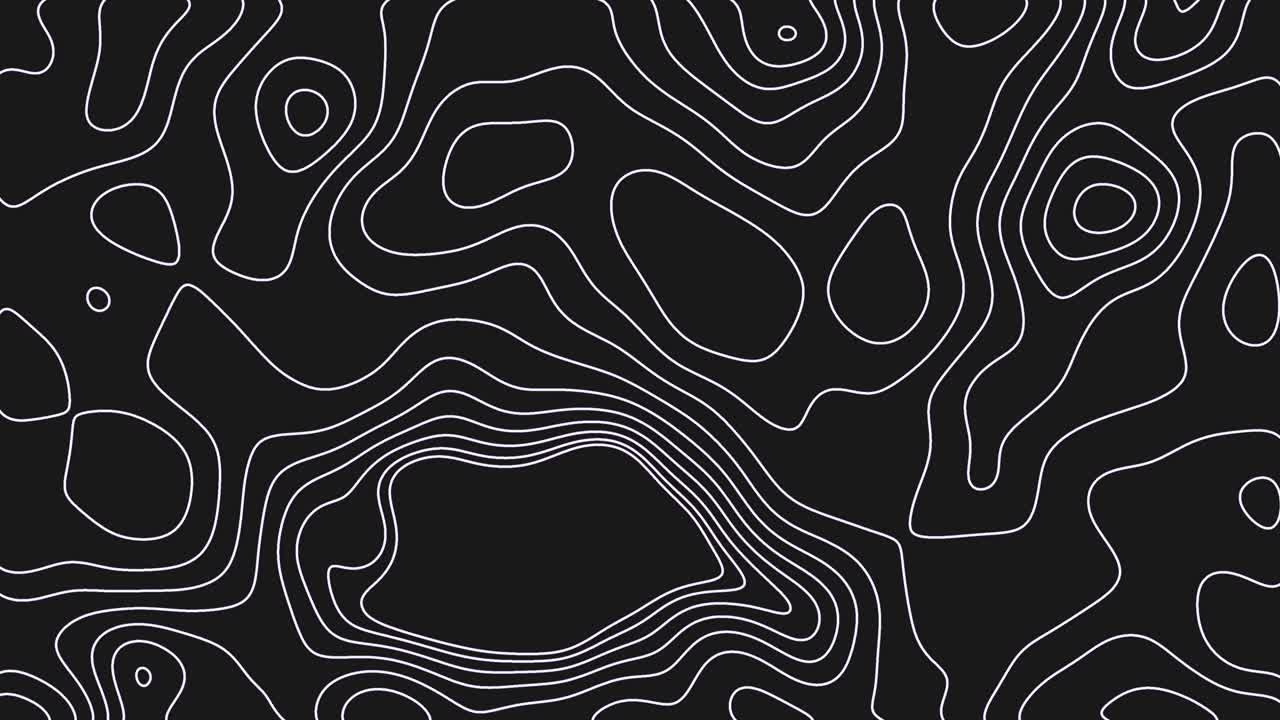 Animated Topographic Contour Lines on Black Background
