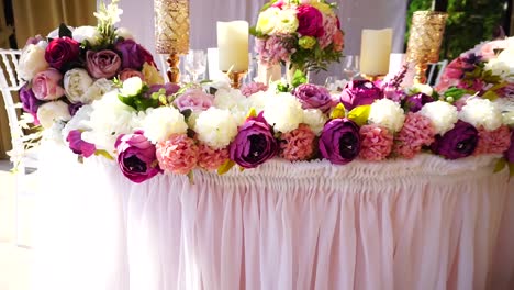 bride's and groom's table at the wedding party