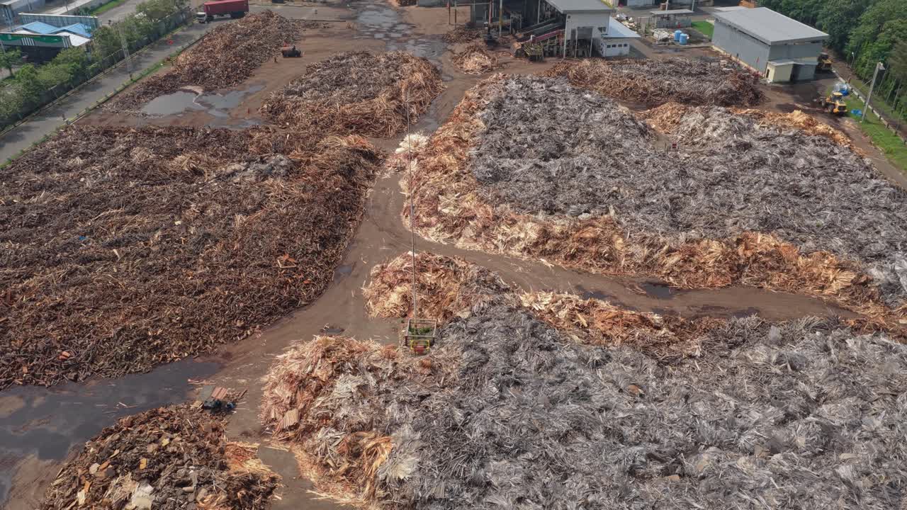 Aerial view of a wood chip processing plant in probolinggo