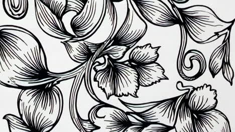 intricate black and white floral line art pattern
