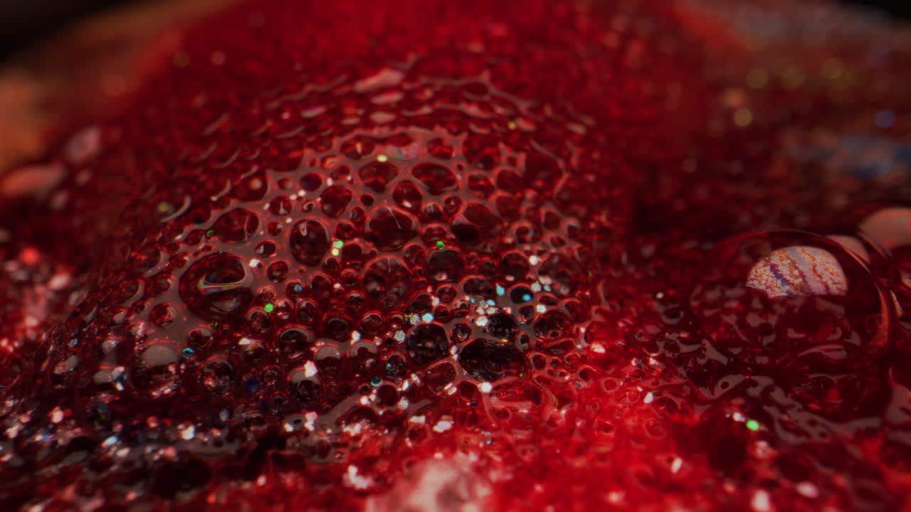 Red Glitter Bubbles Macro