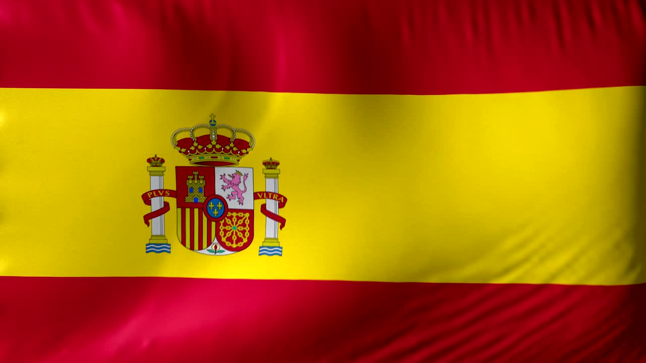 bandera nacional de españa. bucle sin costuras 4k completa bandera española realista agitando contra el fondo.