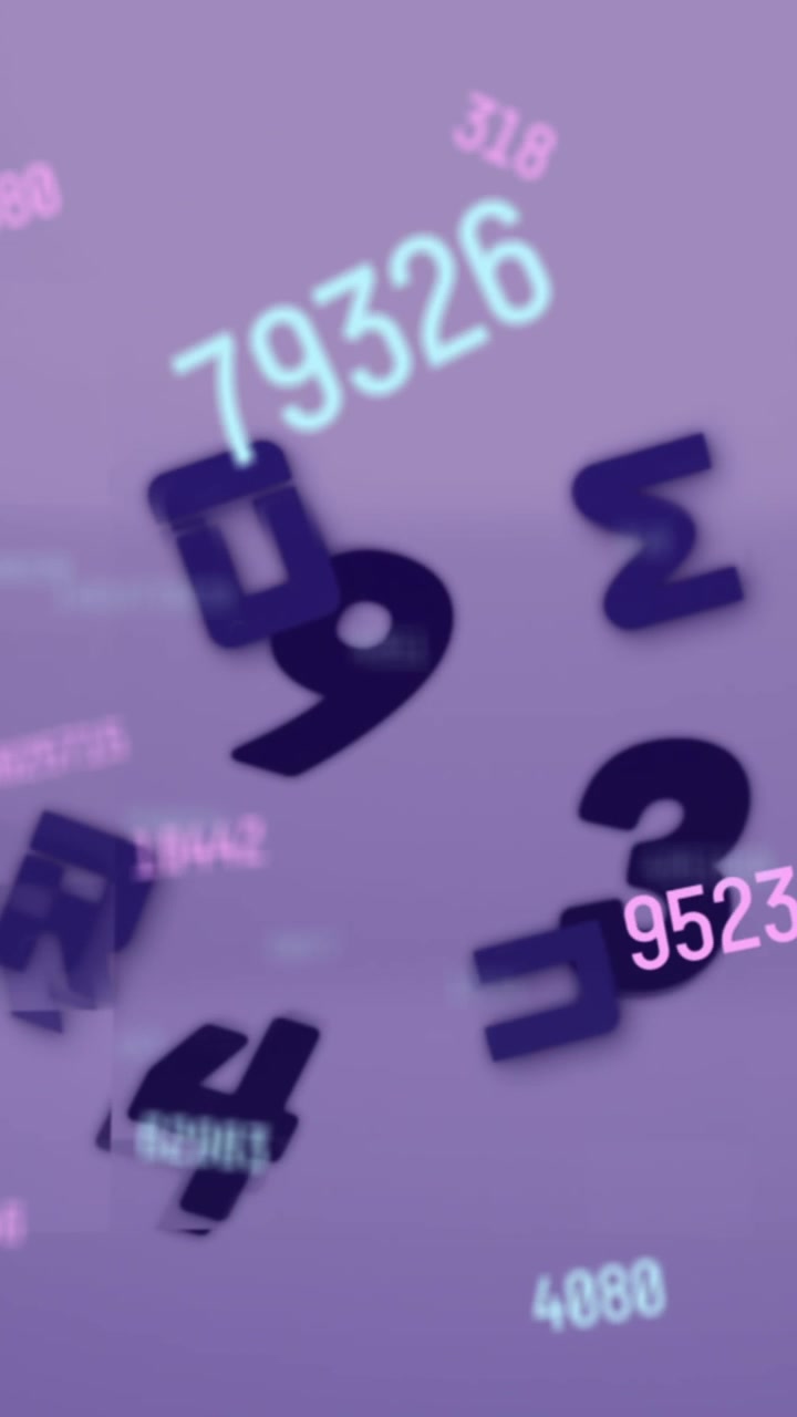 L'animazione digitale mostra numeri e lettere in evoluzione su uno sfondo viola per l'istruzione.