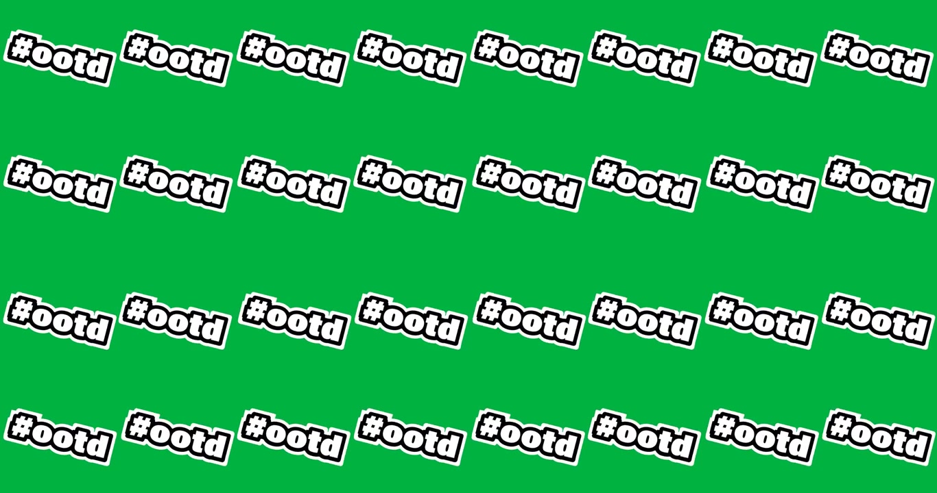 Animazione digitale di un banner di testo "ootd" con motivo continuo su sfondo nero.