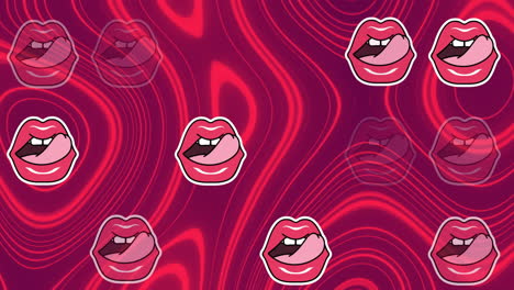 animación de bocas abiertas sobre un fondo rojo con ondas