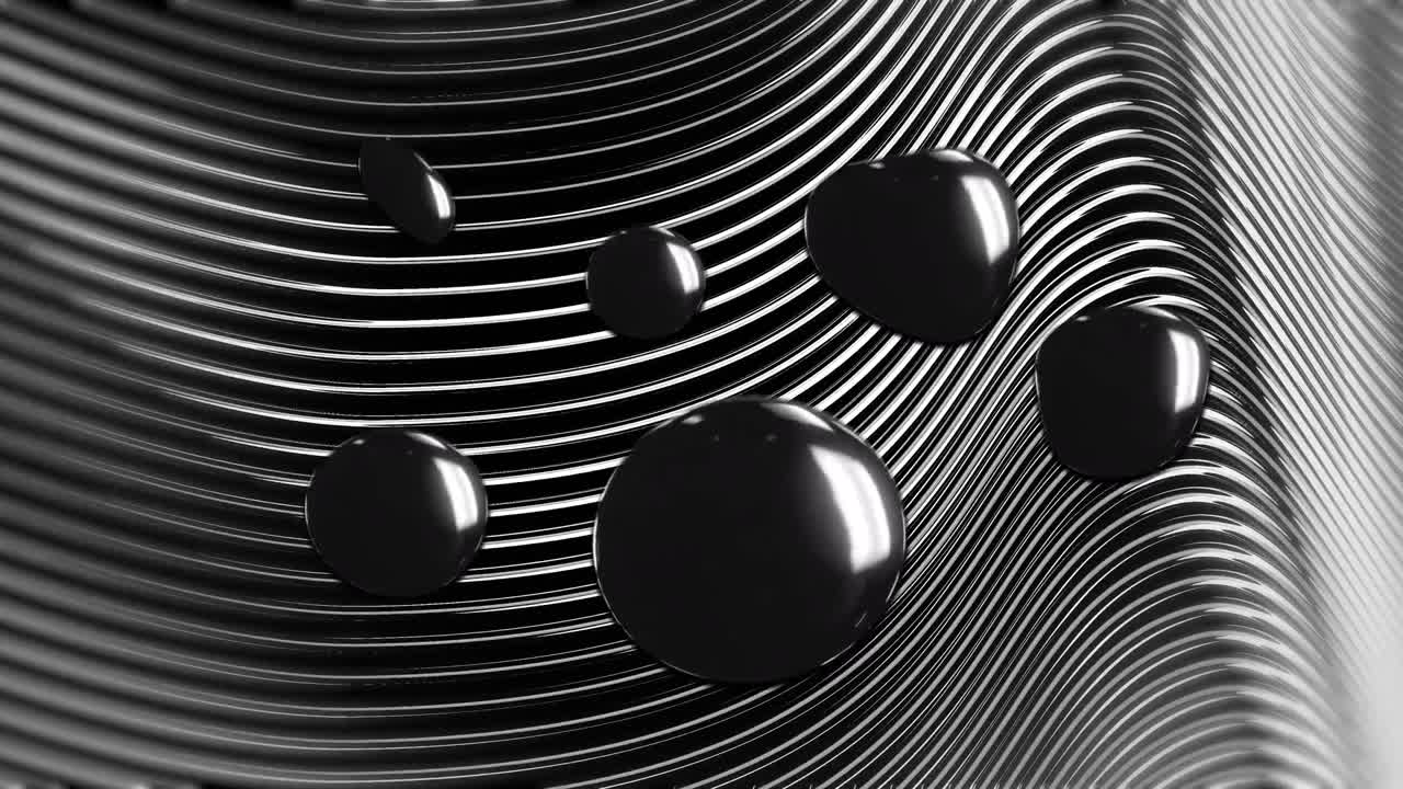 animación de manchas negras sobre líneas blancas sobre fondo negro.